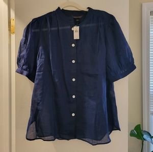 NWT 100% Ramia Banana Republic Puff Sleeve Blouse